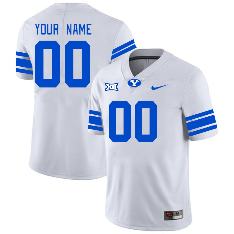 Custom BYU Cougars Name And Number Big 12 Conference College Football Jerseys Stitched Sale-White
